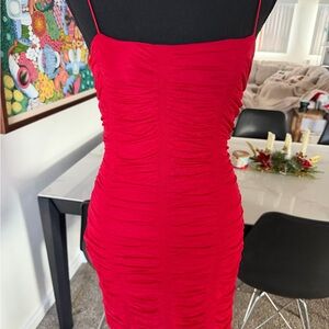 Elegant Red Ruched Dress